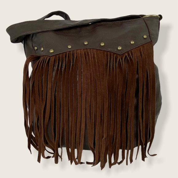 Roxy Boho Brown Fringe Shoulder Bag Purse Bohemian